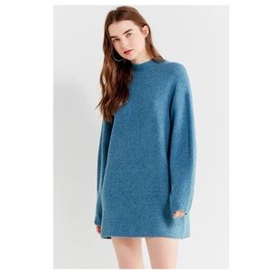 UO Mock Neck Sweater Dress Blue